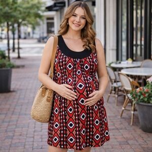 NWT New Recruit Maternity Aztec Dress XL Comfy Chic Bump Friendly Mama Style